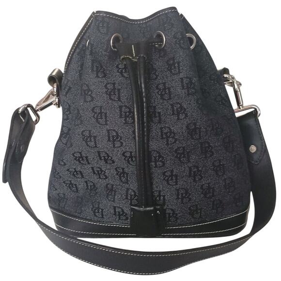 Dooney & Bourke Vintage Signature Collection Bucket purse/bag black gray. - Picture 1 of 11